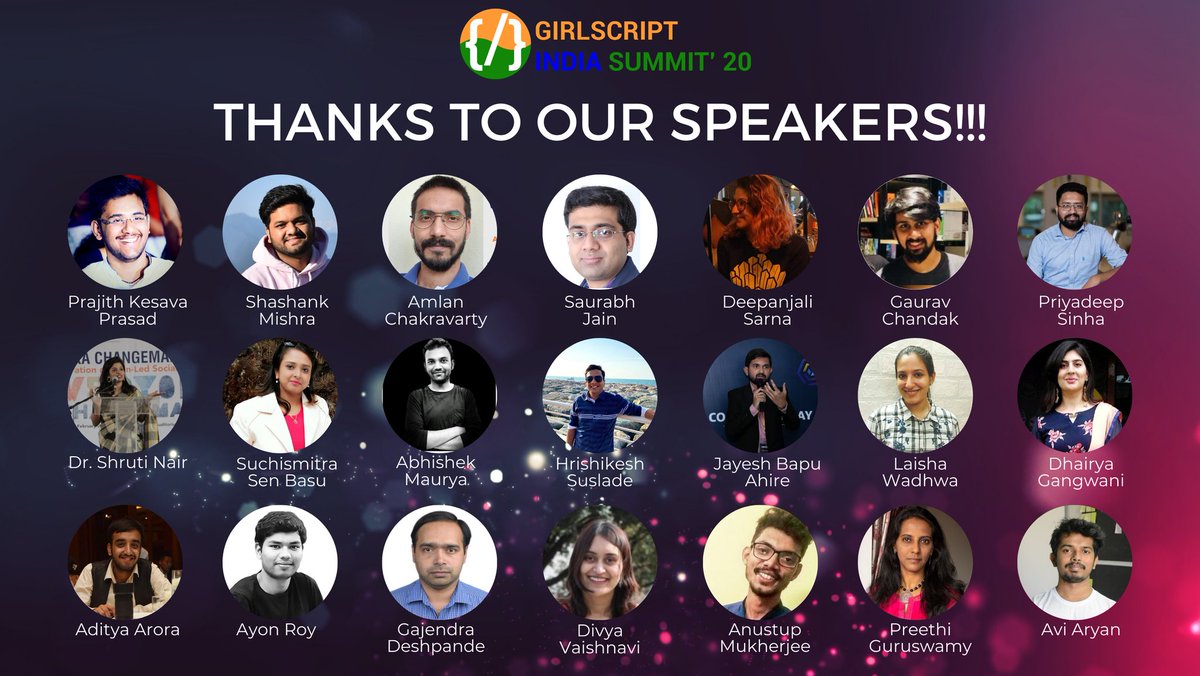 gssummit_2021's tweet photo. "🗣️ If you can speak , you can influence. 

✨If you can influence, you can change lives."

Thanks to all our amazing speakers for taking sessions at @Girlscript1 Summit '20, out of your busy schedule⏳. 

This demonstrates your unwavering commitment to our cause😇. 

#girlscript https://t.co/2XYohURxAl