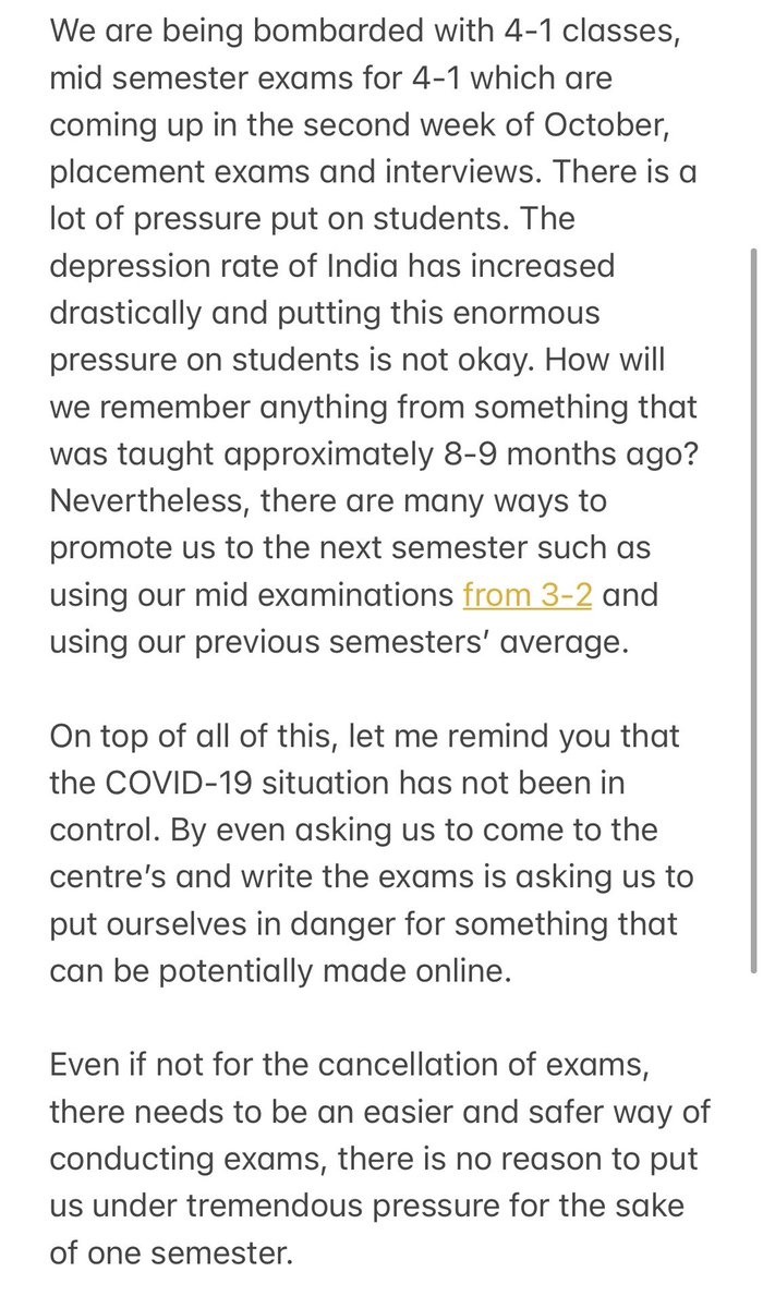vaish_b7's tweet photo. Once again the education system has failed us

@KTRTRS @TelanganaHealth @EduMinOfIndia @narendramodi @AmitShah @BabuNuvuBtechAh #JNTUH #CancelExamsUnderstandPandemic #CancelIntermediateSemesterExams https://t.co/FANzjt2xen