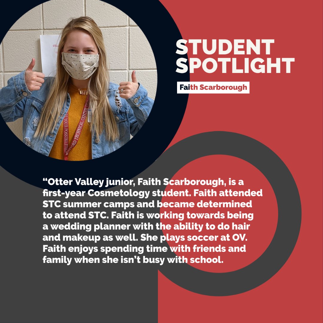 STC_VT's tweet photo. Faith S a junior from OVUHS is a first-year cosmetology student. She has worked hard to get where she is, following her dream of becoming a stylist, makeup artist, and wedding planner.  @OVJimAvery  #STCVT #ctevt https://t.co/X49YWaU5JQ