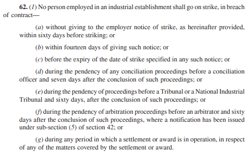 Coming to the strike part. These are the conditions being laid out in the code making it virtually impossible to go on a strike legally.