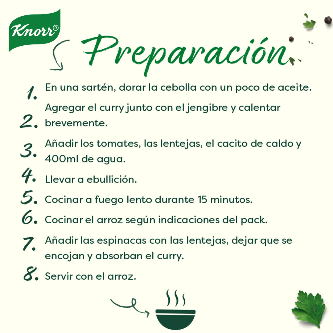CURRY DE LENTEJAS Y ESPINACAS. ¿Las lentejas son tu legumbre favorita? Pues descubre en esta receta cómo prepararlas en su mejor versión 🍲 con un toque de curry y espinacas. ¡Deliciosas! 😋 #pasiónporlasverduras #verduras #healthyfood