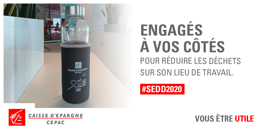 CE_CEPAC's tweet photo. LA CEPAC bannit le gobelet plastique. En distribuant une gourde en verre à chaque collaborateur, la CEPAC économisera ainsi 326 000 gobelets/an, soit 783kg de déchets plastiques en moins pour la planète 🌏 #SDDE #SEDD2020 https://t.co/9hAc24y2Oz