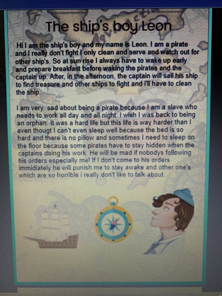 Some super work about the life of a cabin boy from Jet class. <a href="/Northmoor_HT/">Northmoor Academy</a> <a href="/purpleMash/">Purple Mash</a> #expertlearner