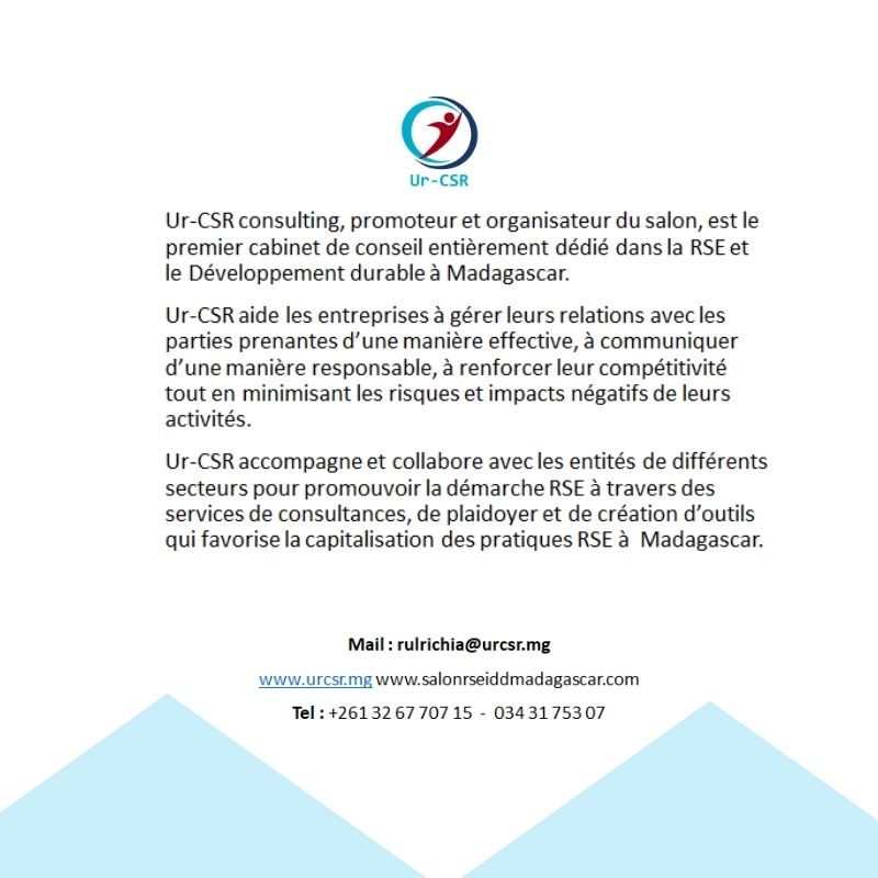 rse_et's tweet photo. Faites connaissance avec les organisateurs de la 5ème édition du salon de la RSE et des Initiatives pour le Développement Durable !✍💡
#URCSR #RSE #Responsabilté_Partagée #Durabilité
#BuyYourWay #RSE #AchatsDurables #Conseil_Formation
#SalonRSEIDD #MadagascarDurable #ODD https://t.co/uLsBXkLsKY