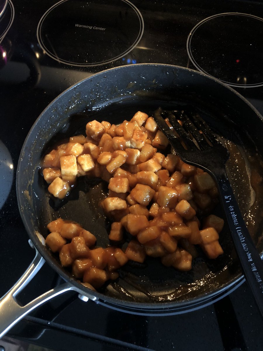  sweet and sour tofu!180 cal per serving; 4 servings totalpretty good! on the higher cal side bc of the cornstarch, but if you don't want the tofu as crispy you can omit it and it'll be around 110 per serving.