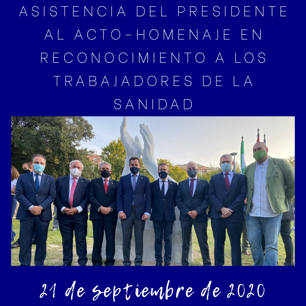 D. Lorenzo de Torres, Presidente del CODJ, acudió en representación del colegio a la inauguración de la escultura-homenaje a los trabajadores de la sanidad en Andalucía y de todos los sectores esenciales por su entrega y sacrificio durante la pandemia COVID-19.
#aplausosanitario