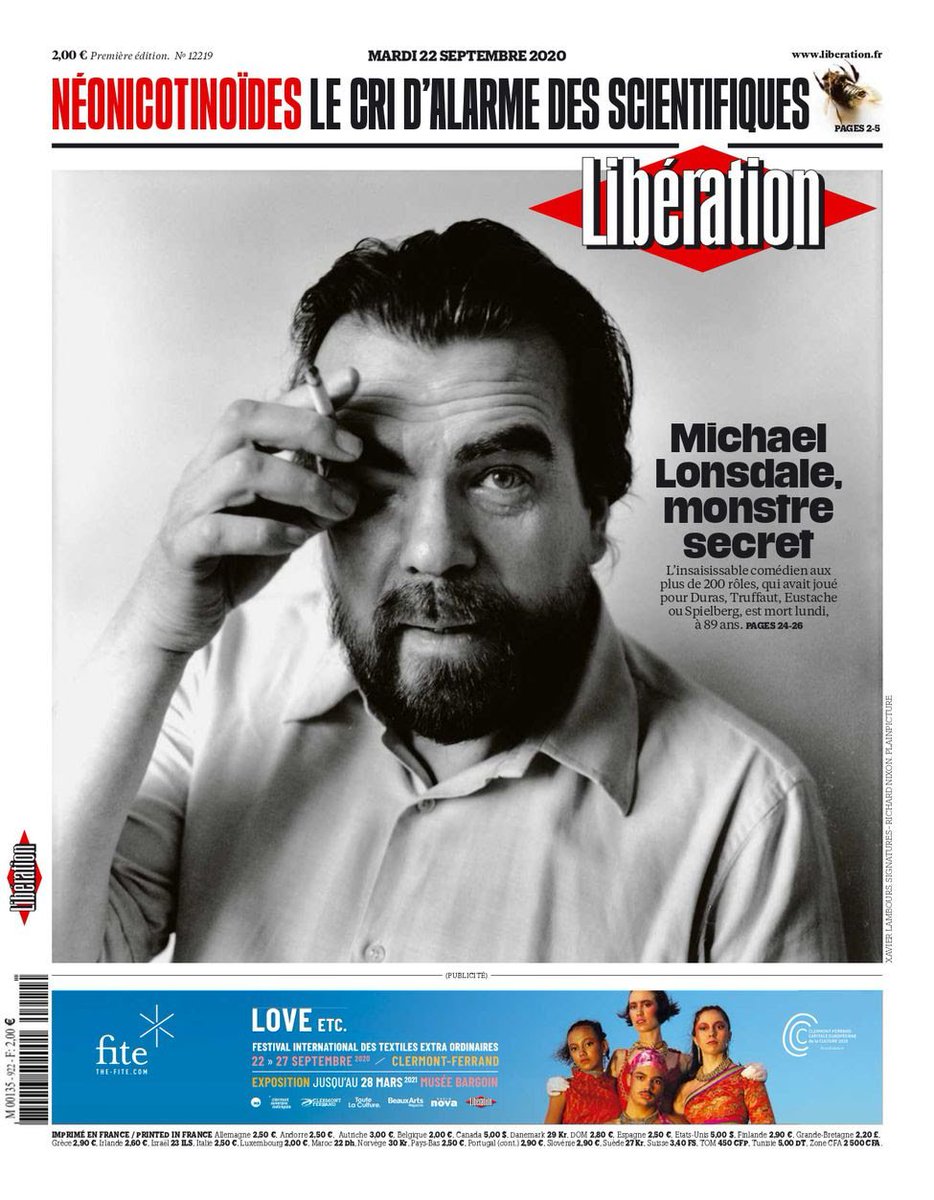 Je me souviens l'avoir croisé dans un studio d'enregistrement où je faisais une voix off... Il en sortait... une présence extraordinaire. #MichaelLonsdale. Photo de #XavierLambours