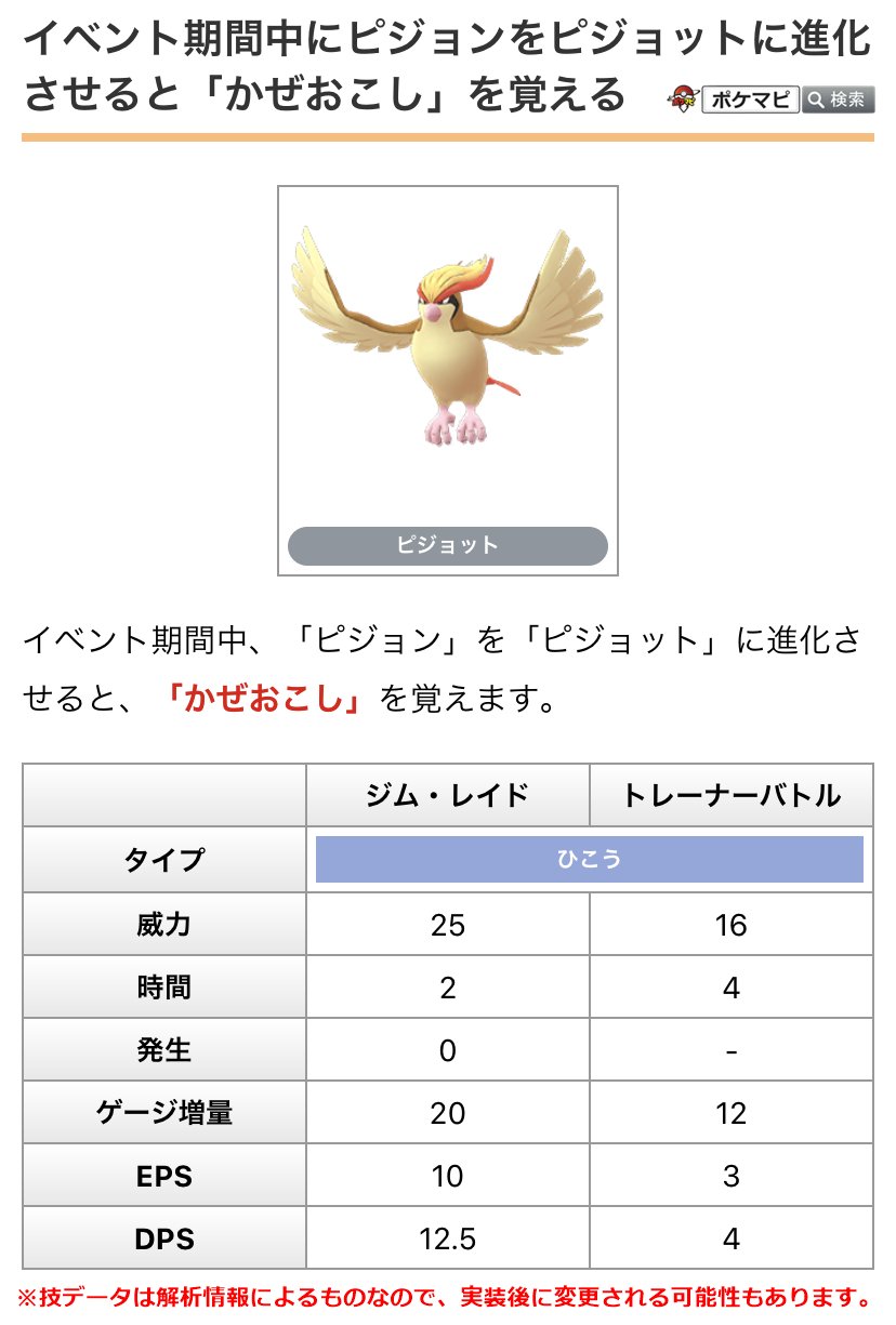 Twitter 上的 ポケモンgo攻略情報 ポケマピ Gblシーズン3で開催予定だった Goバトル デイ ポッポ が無くなり 良個体ポッポの入手チャンスがほぼ無いまま ピジョットが かぜおこし を覚えるイベントが近づいていますね ポッポいない などの声も多いです Go