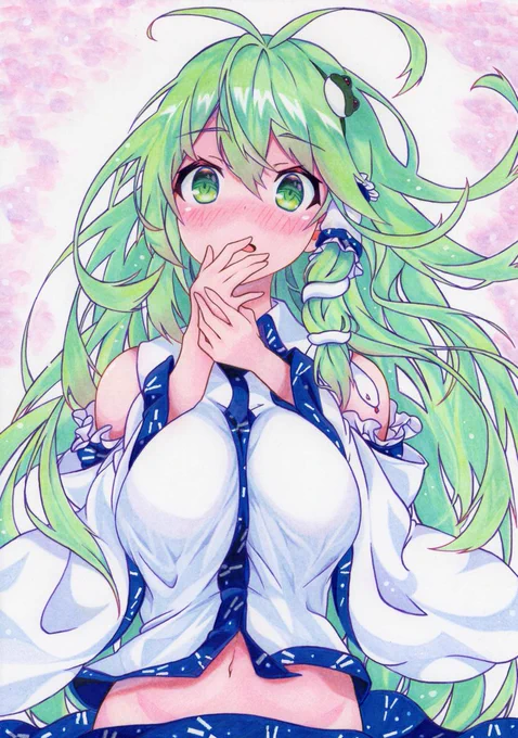 不意打ち受けた早苗さん無事完成しました。

◆使用画材◆水彩色鉛筆 ミリペン 水彩ペン アクリル 