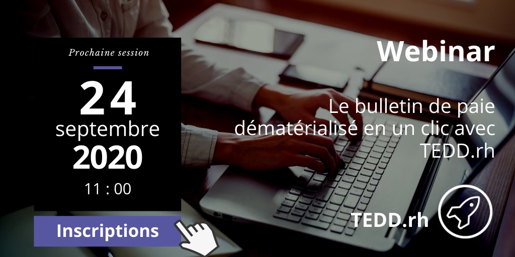 [#Webinar] 🚨📢 Plus que 2 jours avant votre prochain RDV le 24/09 pour dématérialiser en toute simplicité vos Fiches de Paie avec TEDD.rh // Inscriptions  >>  ow.ly/bwjx50BuK4V

#dematerialisation #rh #digitalisation #simplifierlavie