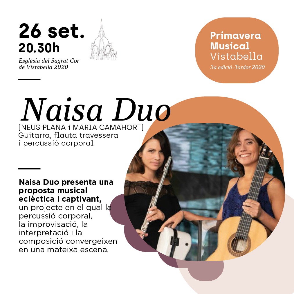 🎼 No us perdeu el concert de #Naisaduo <a href="/neus_planaturu/">Neus Plana Turu</a> <a href="/mariacamahort/">Maria Camahort</a> aquest dissabte a les 20.30h a #Vistabella
👉Entrades a: primaveramusicalvistabella.com