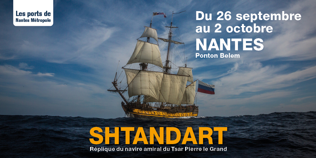 PortsdeNantes's tweet photo. ⛵ Le #Shtandart, réplique du navire amiral du Tsar Pierre le Grand, amarre au #pontonBelem du 26 septembre au 2 octobre !

🕙 Visites : 10h-12h30 | 13h30-20h30 (22h vendredi et samedi)
🎟️ Adulte : 4€ | Enfant (-de12ans) : 2€
(gratuit pour les plus petits) https://t.co/24TEYqZbcy