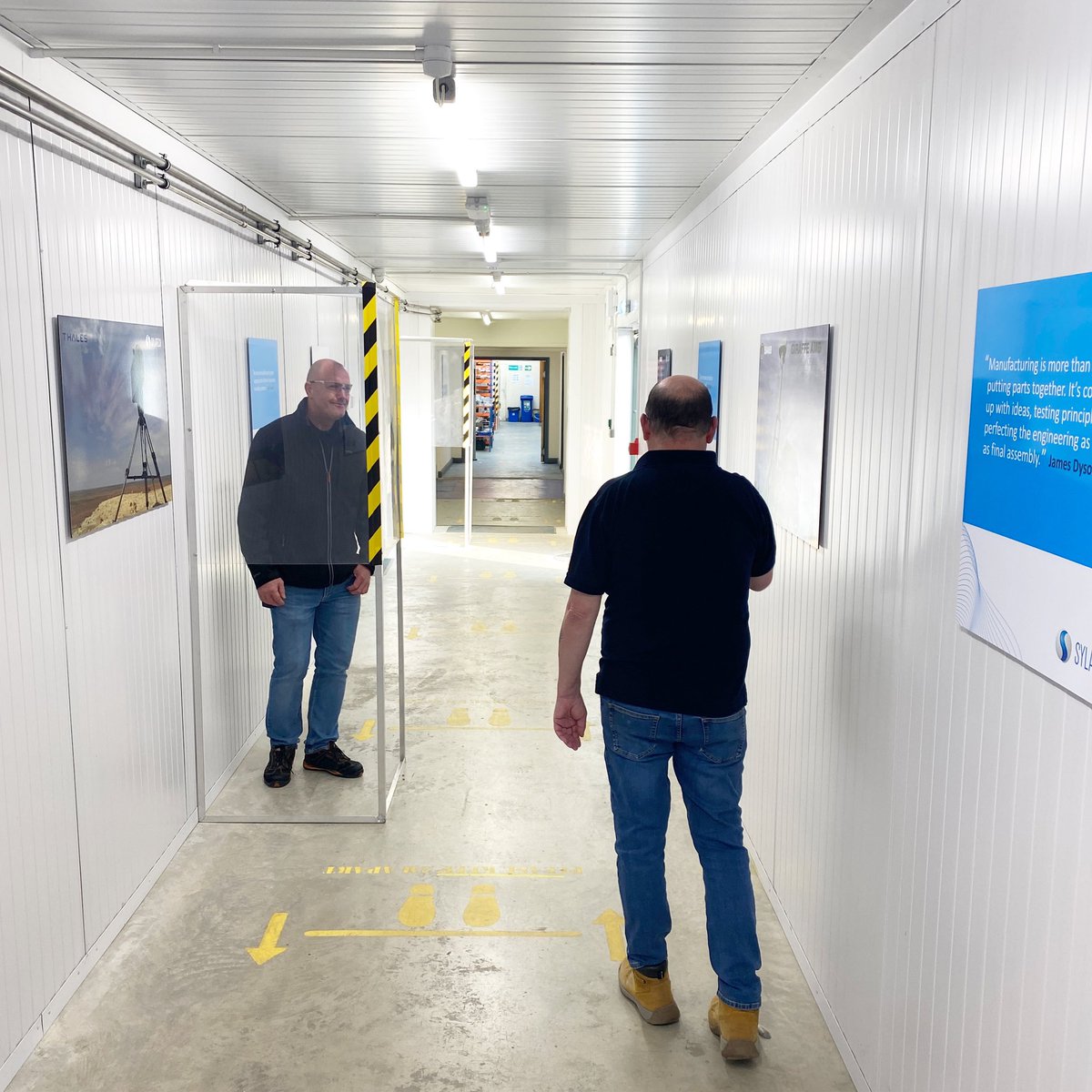 Specialist health and safety visitors were very impressed by our coronavirus safety measures.  Where it’s impossible to pass without sufficient social distancing, our novel ‘passing places’ provide a good solution.
#theKeepSafe #healthandsafety #sylatech #antimicrobial #Covid_19