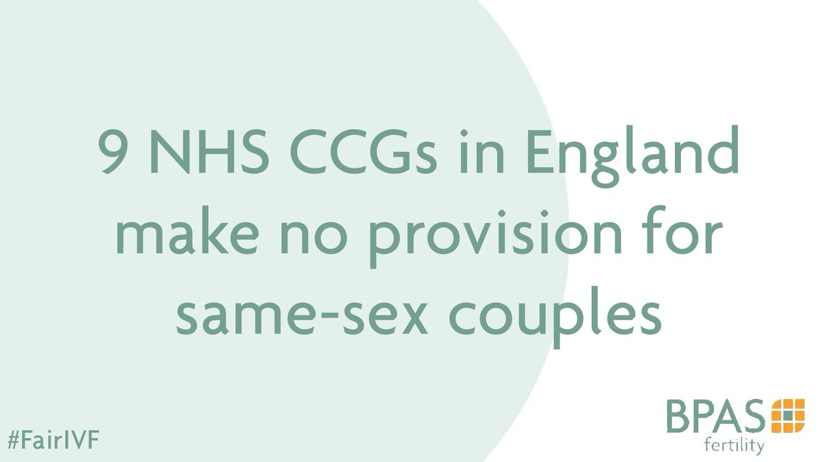 BPASfertility's tweet photo. Our analysis of NHS policies found that 9 NHS CCGs in England make no provision for same-sex couples in their IVF access policies. Even when same-sex couples are included, they often have to self-fund multiple cycles of artificial insemination. #FairIVF
https://t.co/wcWN8SWSyk https://t.co/yoeGTUEUqb