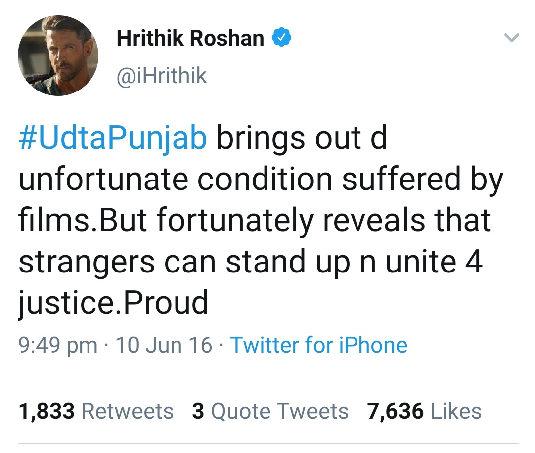 4.  @iHrithik - The versatile actor knows the power of unity.So what if this time he is showing unity to the gang asking  #MaalHaiKyaUnity toh hai na! Proud!