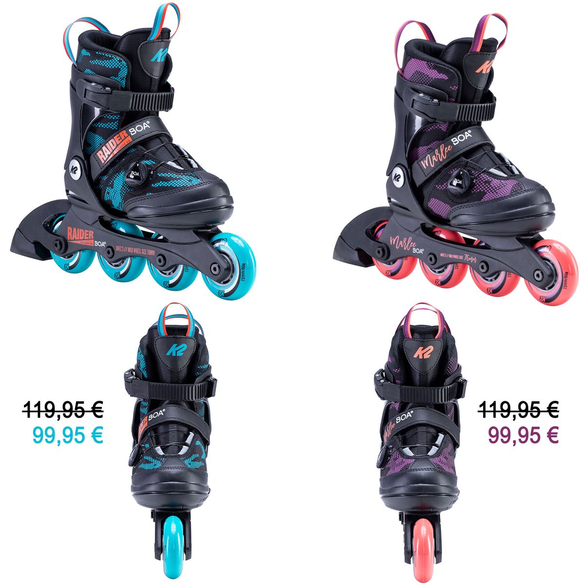 Rollsport_de's tweet photo. Special offer - K2 Raider Boa / K2 Marlee Boa
#k2skates #rollsport #boasystem
Rollengröße:
M + L = 4x 72mm
(76mm max. montierbare Rollengröße)
S = 4x 70mm
(72mm max. montierbare Rollengröße)
#rollerblades #kinder #inlinestore #inlineshop #inlineskating #inlineskates #sport https://t.co/Z0QMM2kMyH
