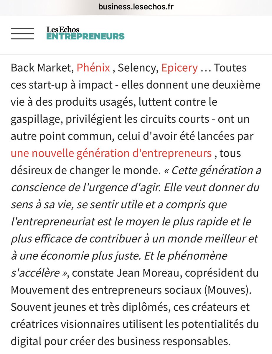 Fier de faire partie de « ces jeunes entrepreneurs qui veulent changer le monde »<a href="/selency/">KLNTT</a>
urlz.fr/dRji