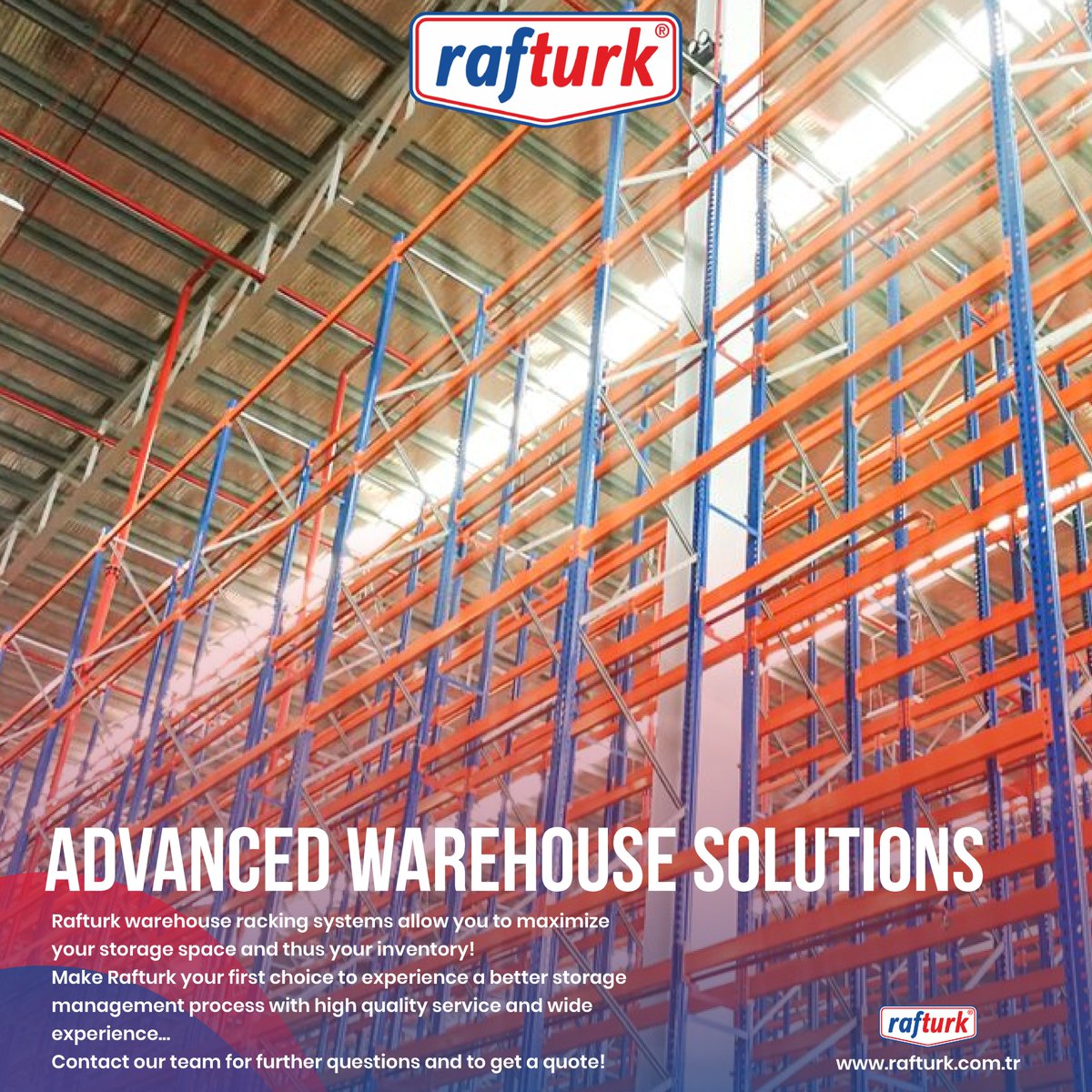 ✔️ Make Rafturk your first choice to experience a better storage management process with high quality warehouse racking systems!

🌍 rafturk.com.tr/en
📧 info@rafturk.com.tr

#advancedwarehousesolutions #heavydutyracking #warehousemanagement #logistics #storage #racking