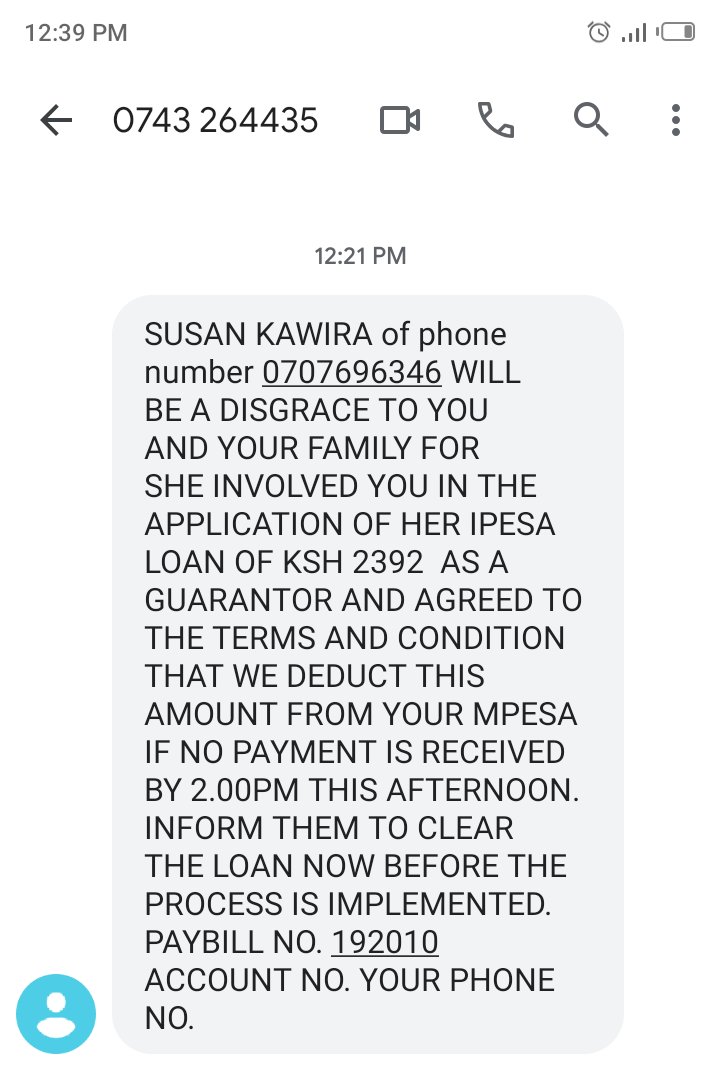 CarolinaCarlz's tweet photo. @Safaricom_Care
@SafaricomPLC this guys seem to be you cohorts as they threaten to deduct money from my mpesa for someone I barely know! What or who is Ipesa loan app?

#RingtonesRangeRover https://t.co/V2CVXuOBGH