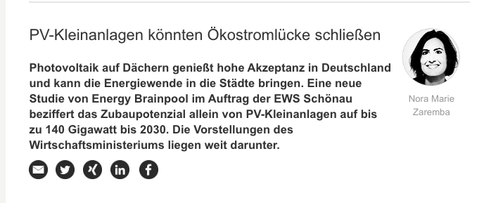 TspBackgroundEK's tweet photo. Studie von @EnerBrain im Auftrag der @EWS_Schoenau zeigt: PV-Kleinanlagen haben das Potenzial, die Ökostromlücke bis 2030 zu schließen. Dafür braucht es allerdings einen jährlichen Zubau von 12 GW. Der aktuelle Zubau liegt bei 2,8 GW, schreibt @nora_zaremba https://t.co/vjXhgHJwcZ