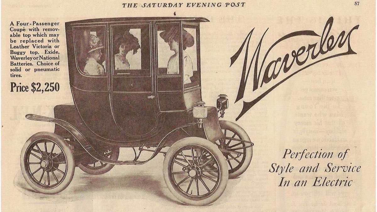 The first cars were actually electric. As early as 1870 you could buy a variety of electric car models. They were pretty popular. So what happened? In 1908, Ford Model T started a battle — and they won. Most electric cars stopped production by 1910. The EV was dead.