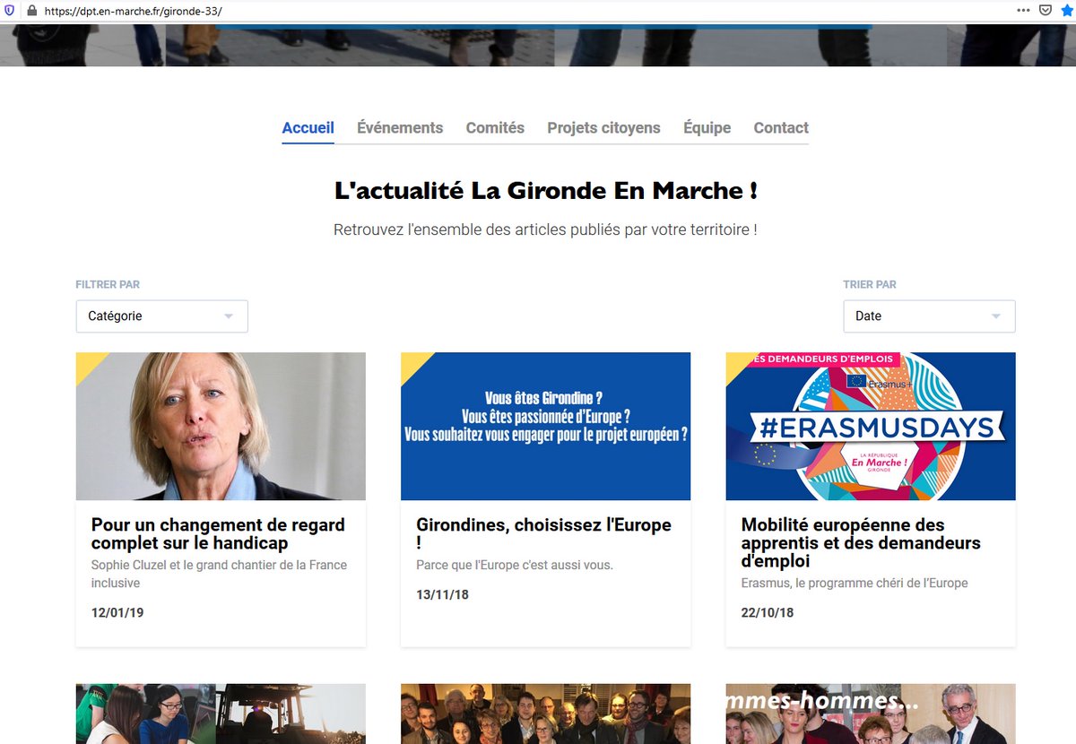 PF33160's tweet photo. Vu de ma fenêtre #LREM33 c'est aucune actu depuis le 12/01/2019 sur leur site WEB et ca me semble significatif d'une tendance générale  partout en France. 
... et ça se glorifie d'avoir 400 000 adhérents !!! https://t.co/I38SA3Z3M1