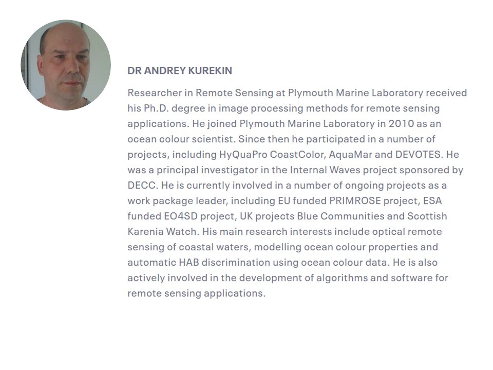 Interested in new #technology &amp; solutions to protect #shellfish #aquaculture from #HABs &amp; #biotoxins?

🌊 Safe &amp; Sustainable Shellfish webinar!
Mon 28 Sep 2pm
👉 bit.ly/3krdkee

Meet Andrey Kurekin <a href="/PlymouthMarine/">Plymouth Marine Lab</a>...presenting with <a href="/RobertGordonUni/">Robert Gordon University (RGU)</a> <a href="/CefasGovUK/">Cefas</a> <a href="/QUBelfast/">Queen's University Belfast 🎓</a>