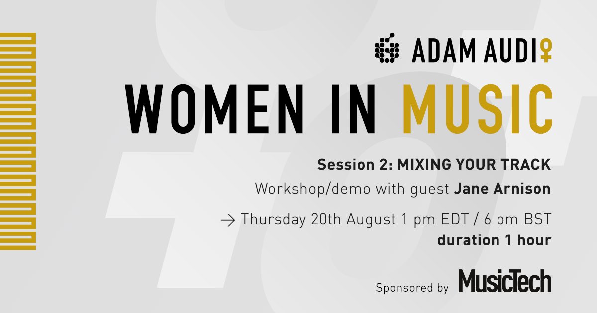 Flashback⚡️to <a href="/ADAM_Audio/">ADAM Audio</a> Women In Music: Start to Finish session 2 - Mixing Your Track in association with <a href="/bsideproject/">B-Side Project</a> &amp; <a href="/MusicTechMag/">MusicTech</a> feat. @janearnison 🔊🔊🔊Watch the workshop back here ▶️ youtu.be/ZU-Sx4PzXqA or on ADAM Audio Facebook #womeninmusic