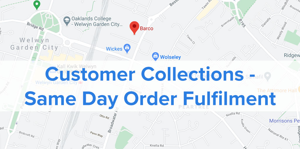 Dear Barco trade customers - collecting your goods from our warehouse is still the fastest way of getting them. Picked and packed straight away your order will be available shortly after it was placed. #orderandcollect available 9am-5pm, Mon-Fri. g.page/Barco-Sales?gm