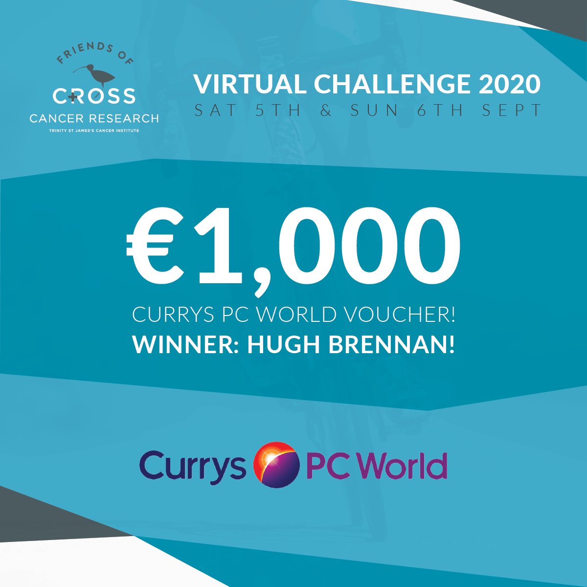 Huge congratulations to Hugh Brennan who won the draw for a €1,000 Currys PC World voucher!

A big thanks to <a href="/pcworldireland/">PC World Ireland</a> for sponsoring such a great prize!

#FriendOfCross