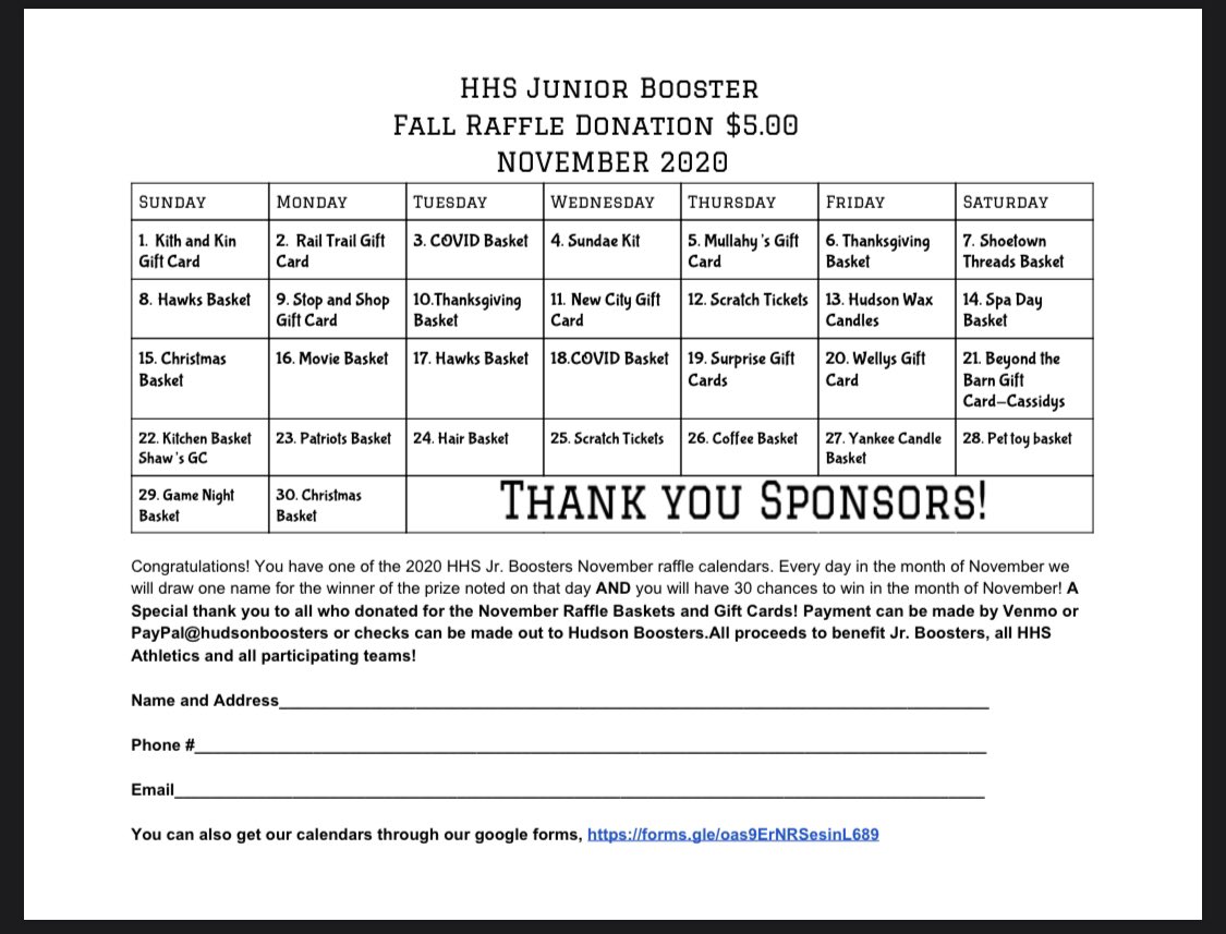 HawksBoosters's tweet photo. Check out our Fall Raffle! We have team incentives and prizes for top sellers! Percentage of team sales will go towards participating teams. Help us spread the word! “GO HAWKS” https://t.co/DgmcDv4ukQ
