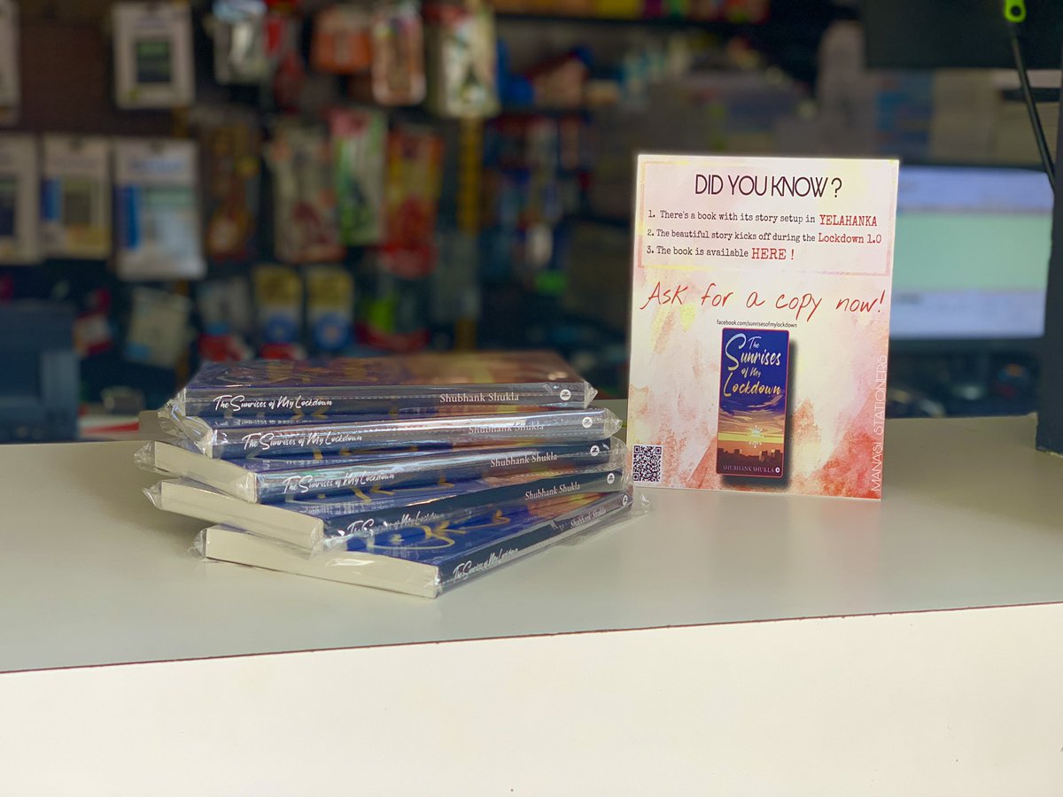 My book is now available at a store called Manasi Stationers in Yelahanka New Town as well! Feels good to see the book in a shop! #yelahanka #yelahankaNewTown #Novels #firstbook #TheSunrisesOfMyLockdown #BookTwitter  #amwriting #bookworm  #newreads #lockdownstory #drama