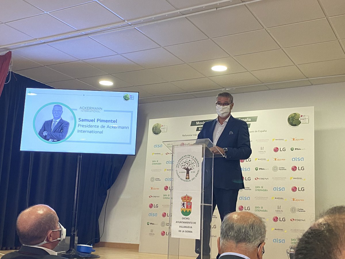 #AckermannInternational participa en el proyecto #SmartGreen de <a href="/lgespana/">LG España</a> para la reforestación de más de 3 millones de árboles. Nuestro presidente <a href="/PimentelSamuel/">samuel pimentel</a> hoy en su presentación en Extremadura.  #RSC #sostenibilidad #empresasresponsables