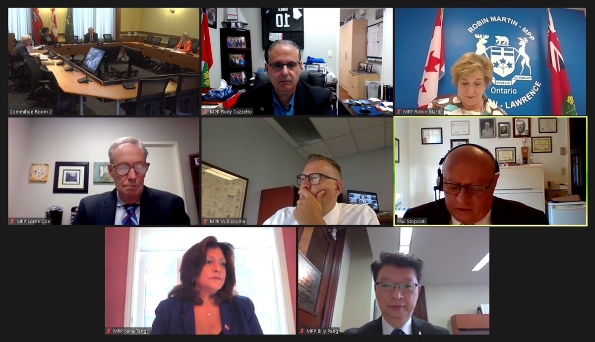 RudyCuzzetto's tweet photo. Great to be back (virtually) at the Standing Committee on Government Agencies this morning. Congratulations again to the appointees, who will join the Ontario Human Rights Tribunal and the Fire Safety Commission. #SCOGA https://t.co/4U3I4HWr8F