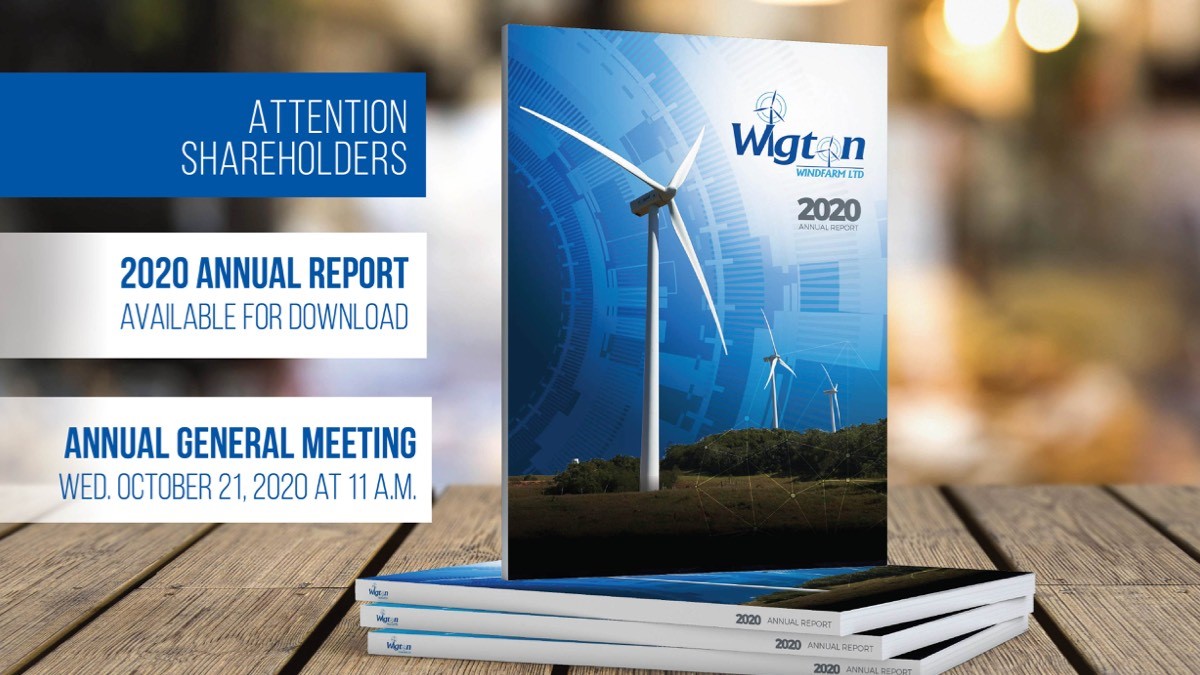 Our 2020 Annual Report is now available and our virtual Annual General Meeting will be held on October 21. Get details about the meeting and download the Report at bit.ly/3kCjSqH
#WigtonWindfarm