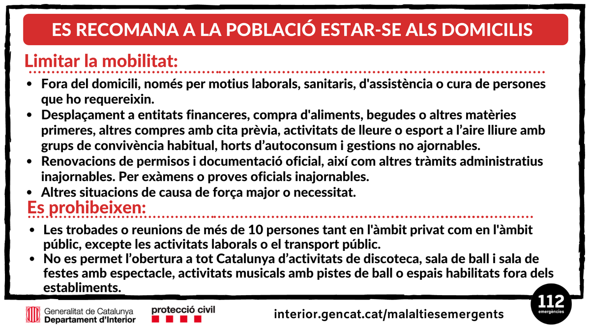 emergenciescat's tweet photo. 🔴 INFORMACIÓ DE SERVEI:

Mesures especials per la #COVID19 
👇      👇       👇        👇        👇 https://t.co/z7HQU5yHBL
