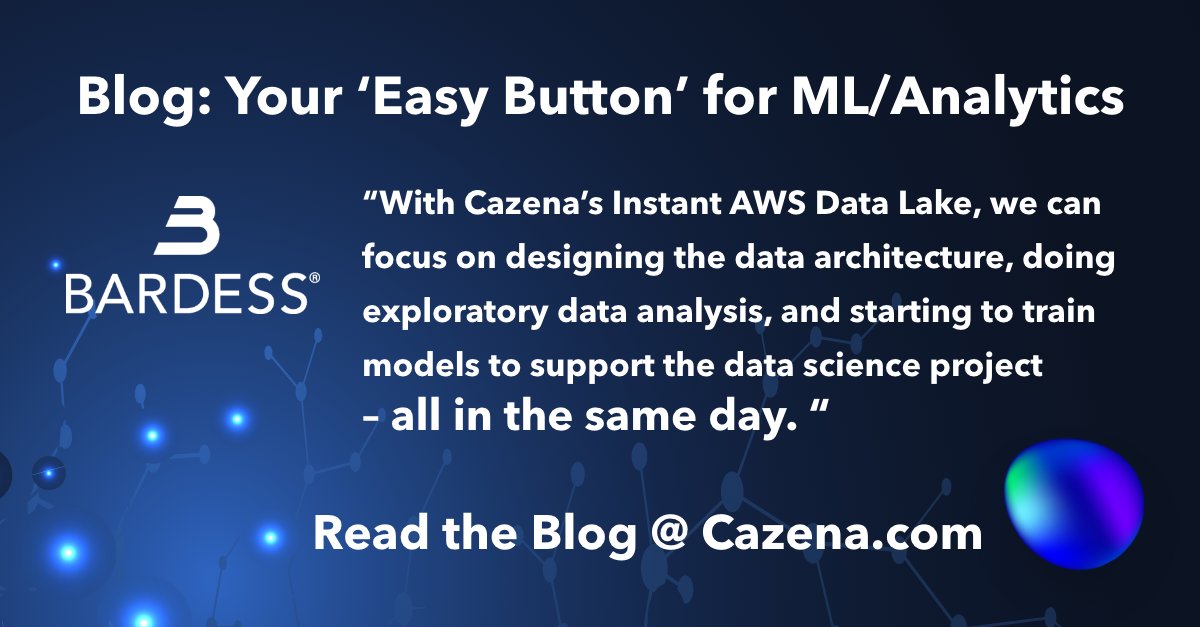 cazena's tweet photo. Today, we are proud to share a guest blog on #AWSDataLakes for #MachineLearning and #Analytics from @dlpdata Daniel Parton, Lead Data Scientist, and Philip Duplisey, VP Strategy with @BardessGroup
https://t.co/Hr7DsEoY4Z https://t.co/A4jGTtq9VF