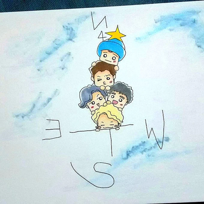 ニュー(ス)マップに歓喜して、描いた3年前の超ヘッポコな私の絵
まさかほぼ毎日ただの事務員が夜な夜な絵を描くなんてまだ思ってないw 
けど好きなこと思い出させてくれたし、毎日楽しい。本当にありがとう。
まだまだとても思い通りに描けないけどちゃんと成長してる気がするwww
#新しい地図3YEARS 