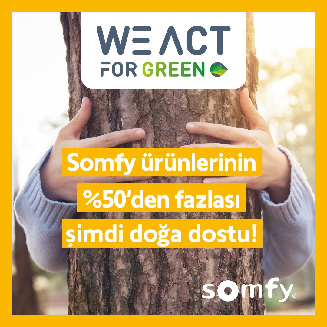 #Somfy olarak, müşterilerimize doğa dostu ürün tasarlama kriterleri kapsamında ACT FOR GREEN sertifikalı ürünler sunuyoruz. 2020 yılında ürünlerimizin %50’den fazlasının, #actforgreen sertifikalı olması ile gurur duyuyoruz.

#somfyturkiye #wecareweact #sustainabledevelopmentweek