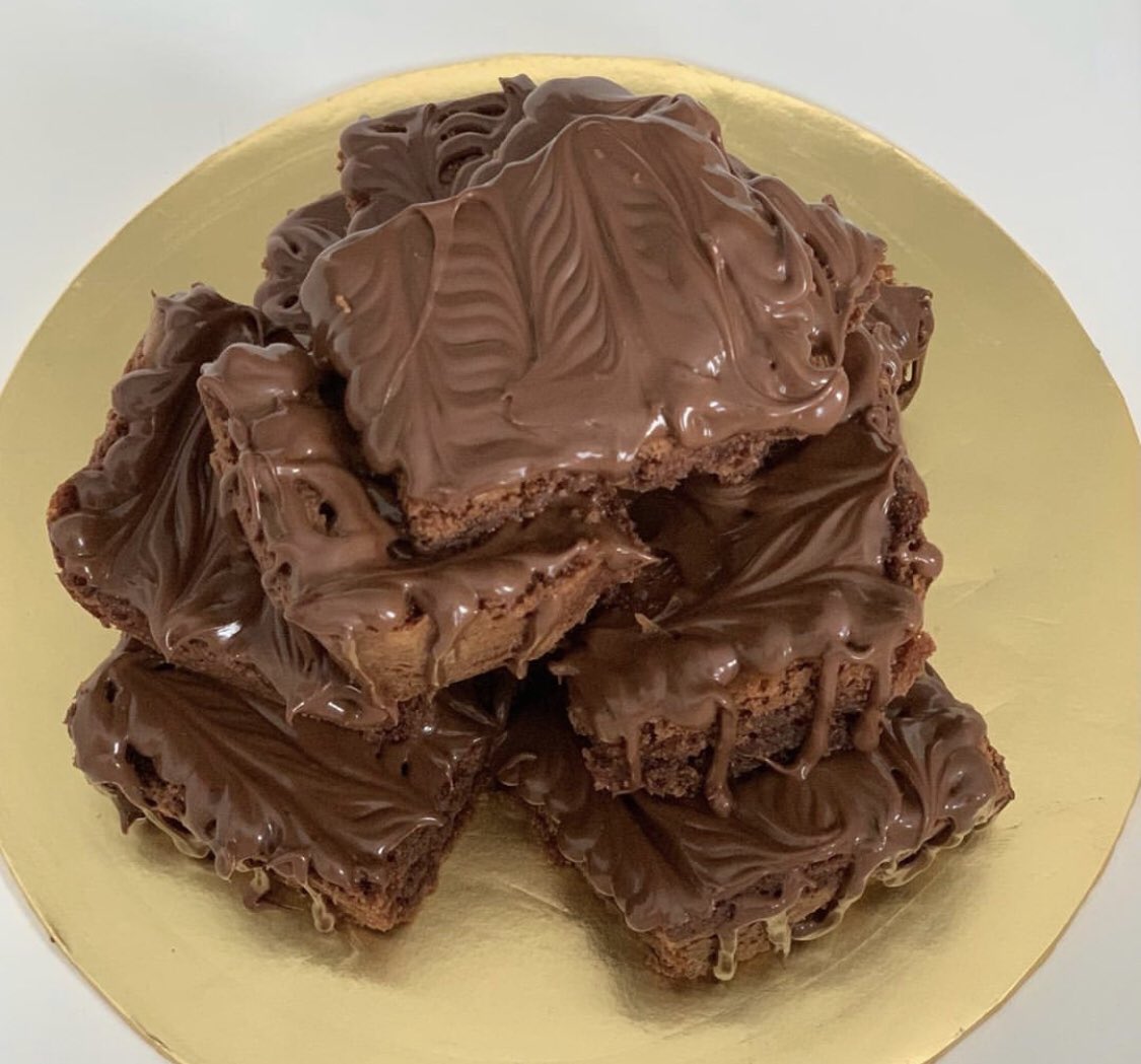 Brownie tower with some nuttella on it 😋