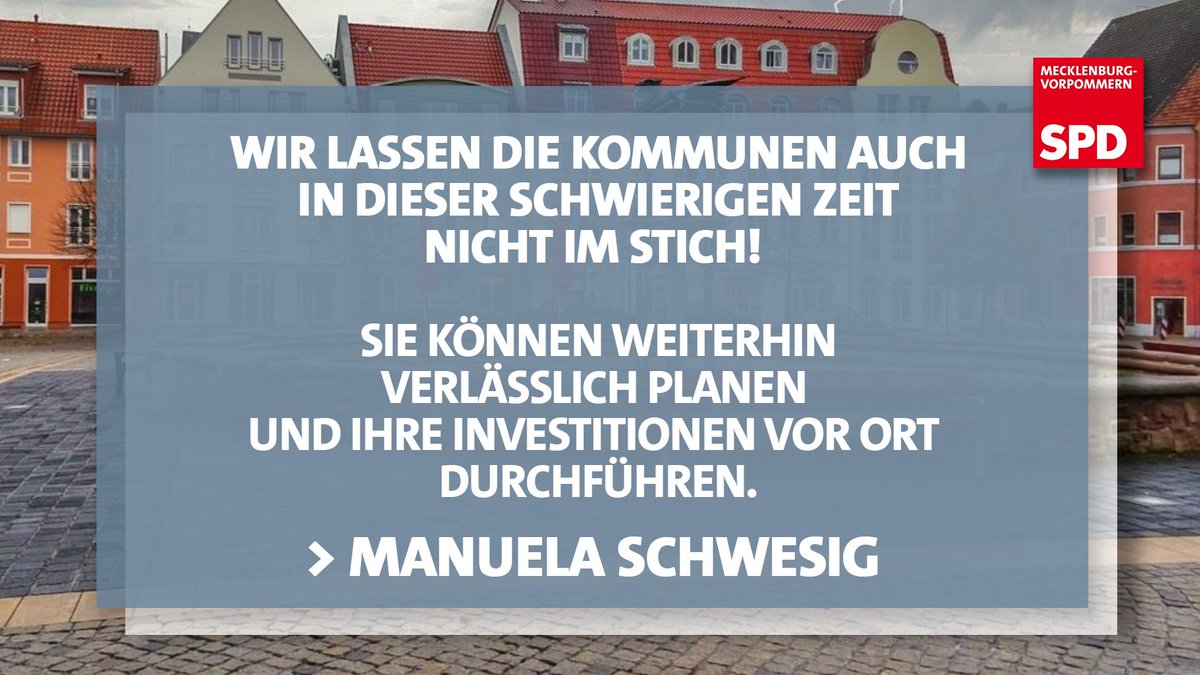 Wir stehen an der Seite unserer Kommunen in MV. 🤝 Wir kompensieren zB. Einnahmeausfälle, haben ein ÖPNV-Rettungspaket geschnürt 🚍 und bringen den Breitbandausbau für graue Flecken voran. 📲 #corona #LandzumLeben