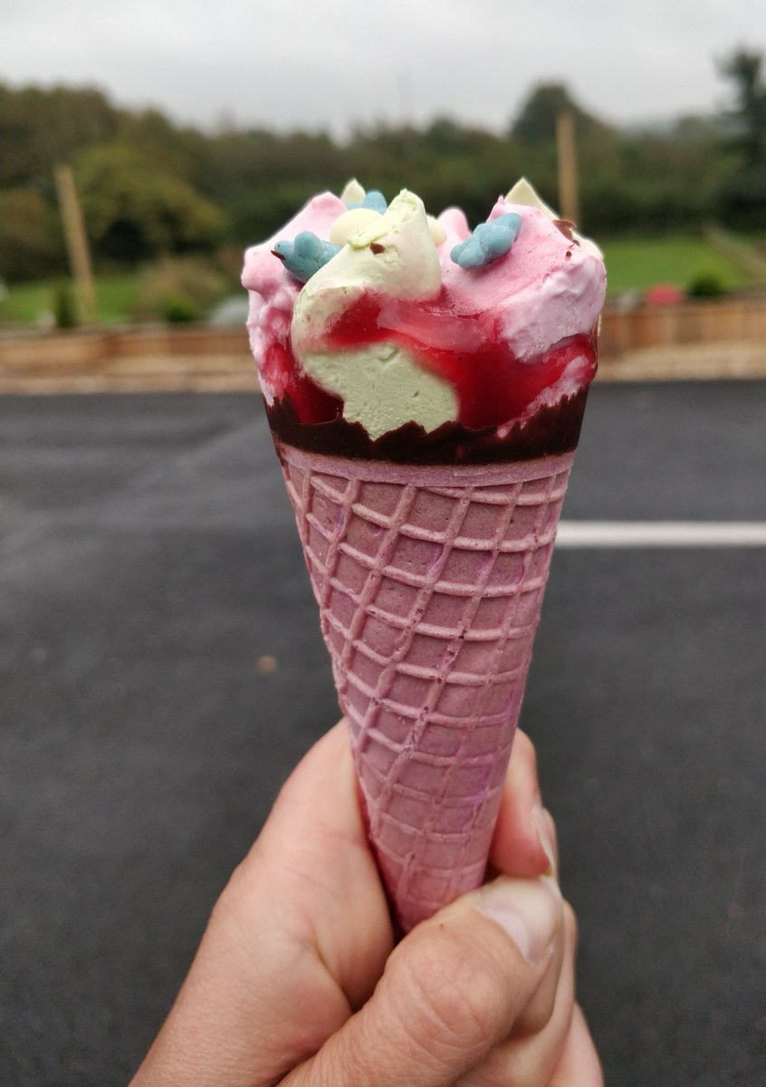 MillingtonSally's tweet image. I know I Waffle on about these national days, but here's the Scoop for the 22nd September - it's #IceCreamConeDay
Bit of a grey day today &amp;amp; the only cone based ice cream in the shop was this cone-fusing Mermaid flavour (Raspberry and matcha tea) from Cornetto. Cool. 🍦😋