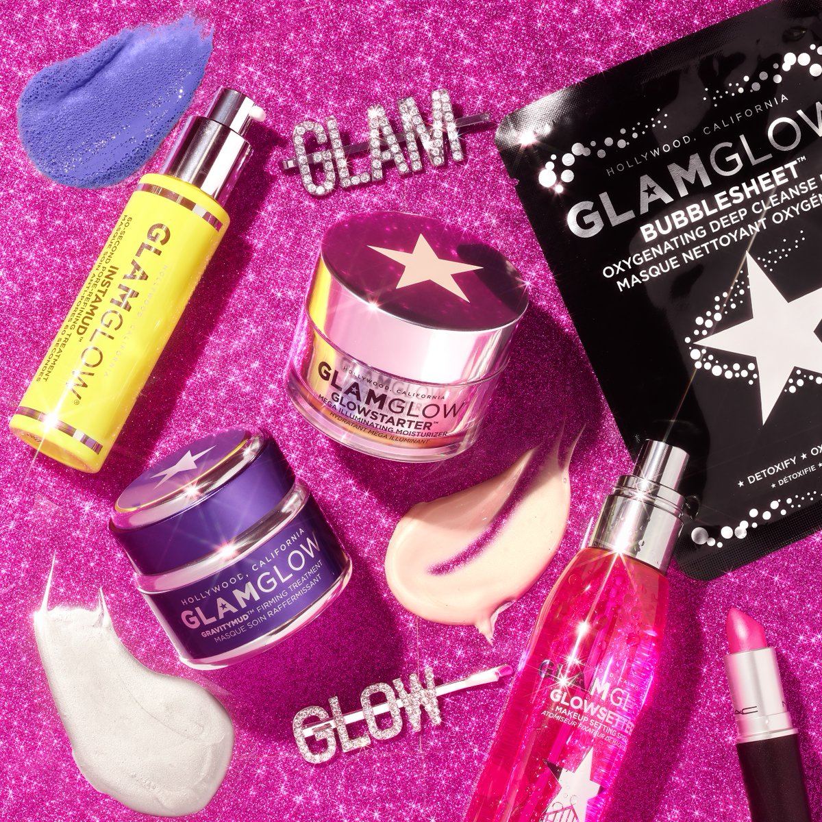 glamglow's tweet photo. 🔮 #INSTAMUD gets your pores right in 60 seconds
🌟 #GLOWSTARTER gives you that “I just got some” glow
💜 #GRAVITYMUD gets your skin lifted & ready for makeup
💖 #GLOWSETTER keeps your beat in place
🛁 #BUBBLESHEET removes makeup & deep-cleans your pores after the party’s over https://t.co/J714Uk6uZB
