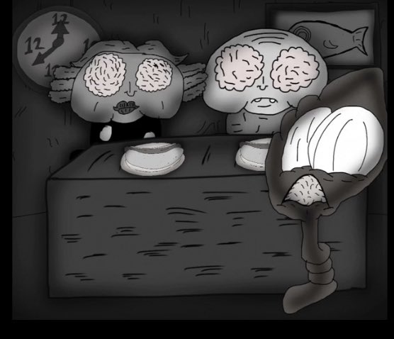 moranicjeremy's tweet image. Mashed potatoes coming out of our eyes. #animation #animatorsofinstagram #cartoonistsofinstagram #cartoon #cartoonart #food #creepy #goth #gothaesthetic #gothart