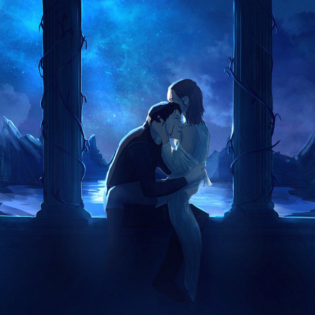 igneelart's tweet photo. I’m so happy to present our art collab with @shaula2a (Instagram)❤️ The ending these two deserved, in a planet known as Naboo, Ben unwrapping her arms clothes and kissing her there. Shaula made my outline come to live with her amazing skills to color! #reylo #ReyloArt #bensolo https://t.co/eLwYqyGKOG