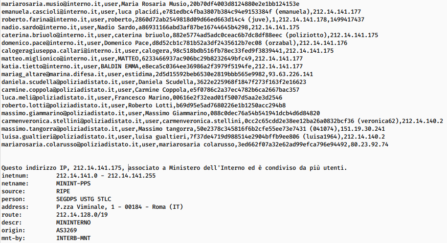 [*] db_concorsopolizia
33581 pigs #hacked #Anonymous #LulzSecITA 
anonfiles.com/3al6PcXfof/335…
sharecsv.com/s/ec03b42047ed…