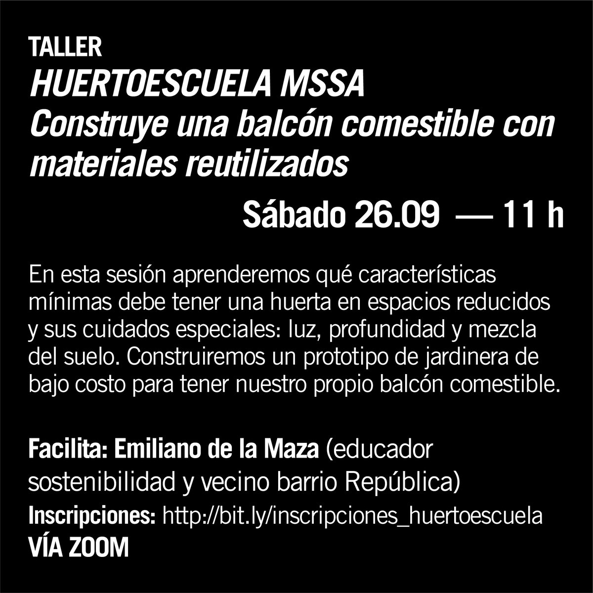 mssachile's tweet photo. Nueva sesión online de la #HuertoescuelaMSSA este sábado 26, 11 h. Aprenderemos cómo hacer una huerta en espacios reducidos y con materiales baratos o costo "0"! Inscríbanse acá: https://t.co/Sho2qJlwwL @Republicaapc
@jjvvRepublica @BioHuertaRaihen @stgocultura @panoramasgratis https://t.co/MYTlLcUnbH