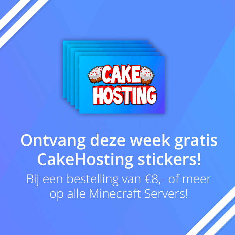 CakeHostingNL's tweet photo. Deze week bij elke bestelling van Minecraft SSD, HDD, Cloud &amp; Bungeecord servers vanaf €8 gratis coole CakeHosting stickers. Gratis? JA ECHT GRATIS! Bestel dus tot a.s. zondag je server bij CakeHosting en ontvang gratis CakeHosting stickers bij je thuis. Zie je snel! https://t.co/8esVYYutn5