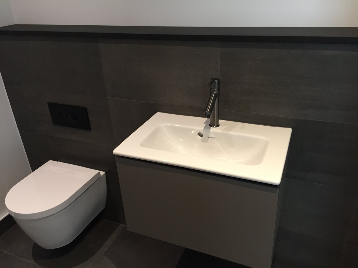 Photo of our customers completed cloakroom using <a href="/Duravit/">Duravit</a>  Me by Starck &amp; @Hansgrohe_UK Axor Starck in Brushed Black