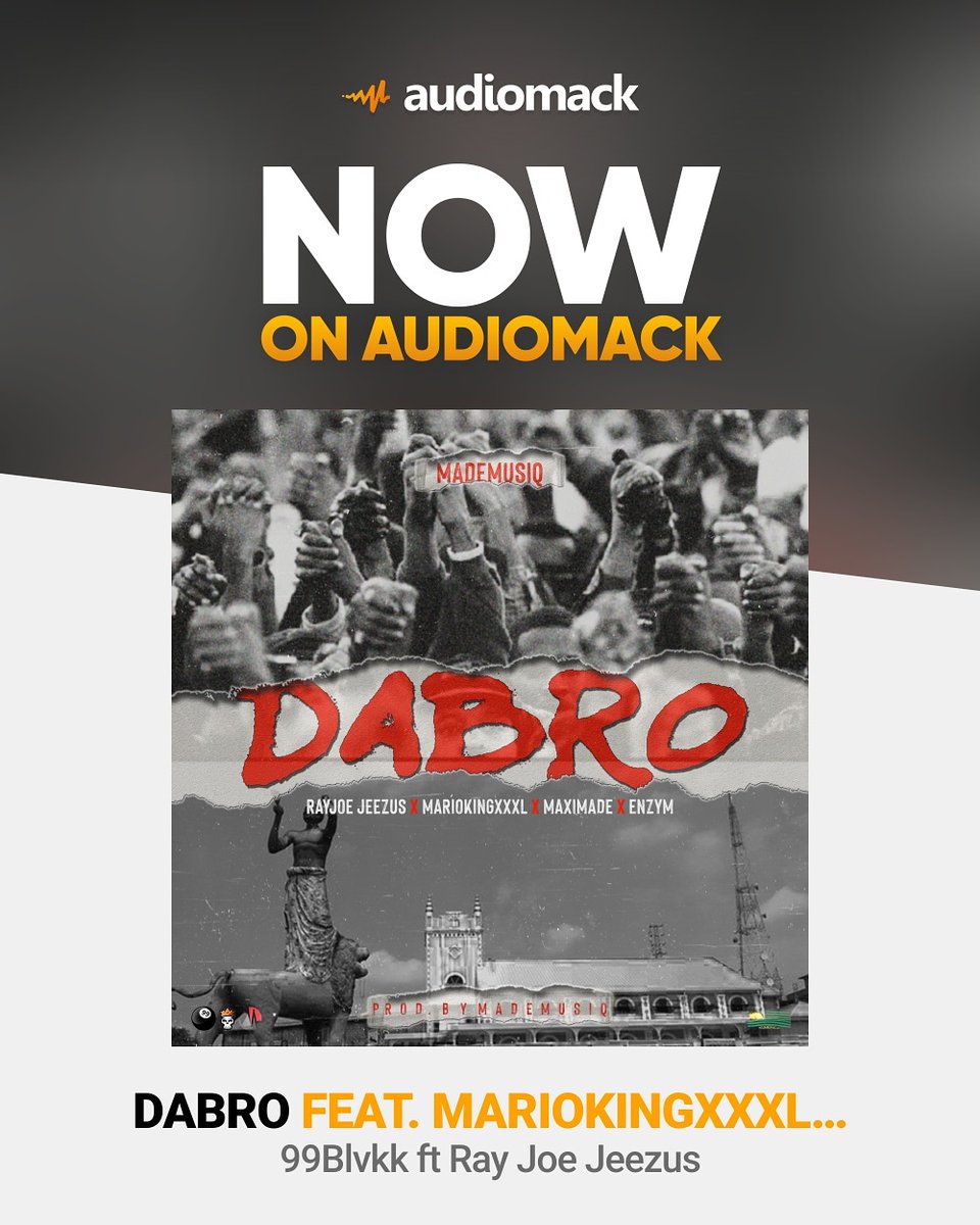 #Dabro new music out now. For the #Kumerica culture. Listen here
audiomack.com/song/99blvkk/d…

<a href="/Mariokingxxxl/">Marioking XXXL</a> <a href="/enzympb/">Old Boy Royye🧘🏾‍♂️</a> <a href="/made_maxi/">Maxi Made</a> <a href="/RayJoeJeezus/">Ray Joe</a> <a href="/tokiojo6ix/">tokiojo6ix</a>